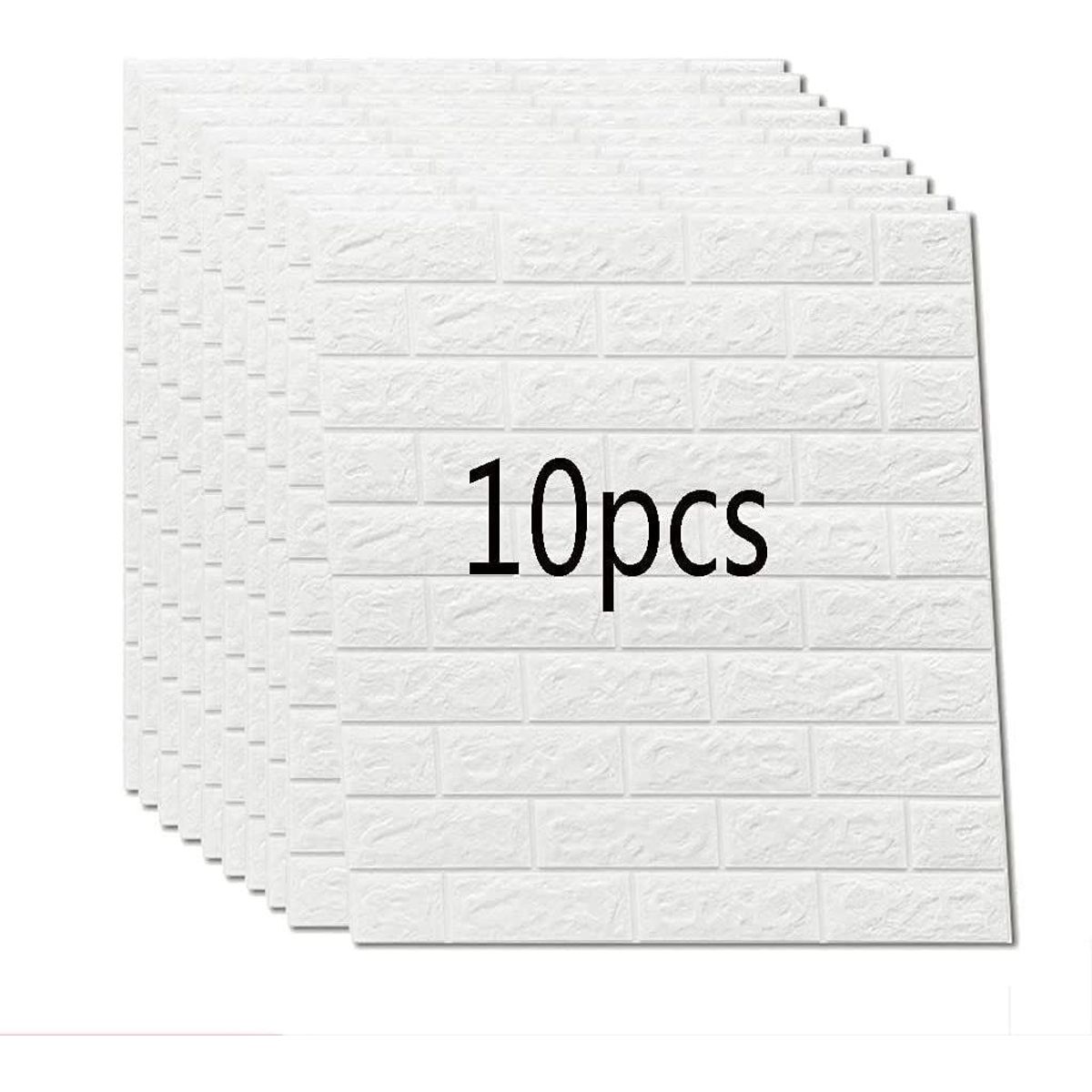 OEM - Papel Tapiz Autoadhesivo Decoración 3D Ladrillo Blanco 10 Pcs