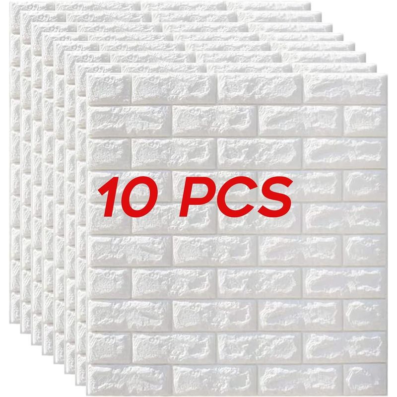 GENERICO - Papel Tapiz Autoadhesivo Decoración 3D Ladrillo 70 x 77 cm 10 Unidades
