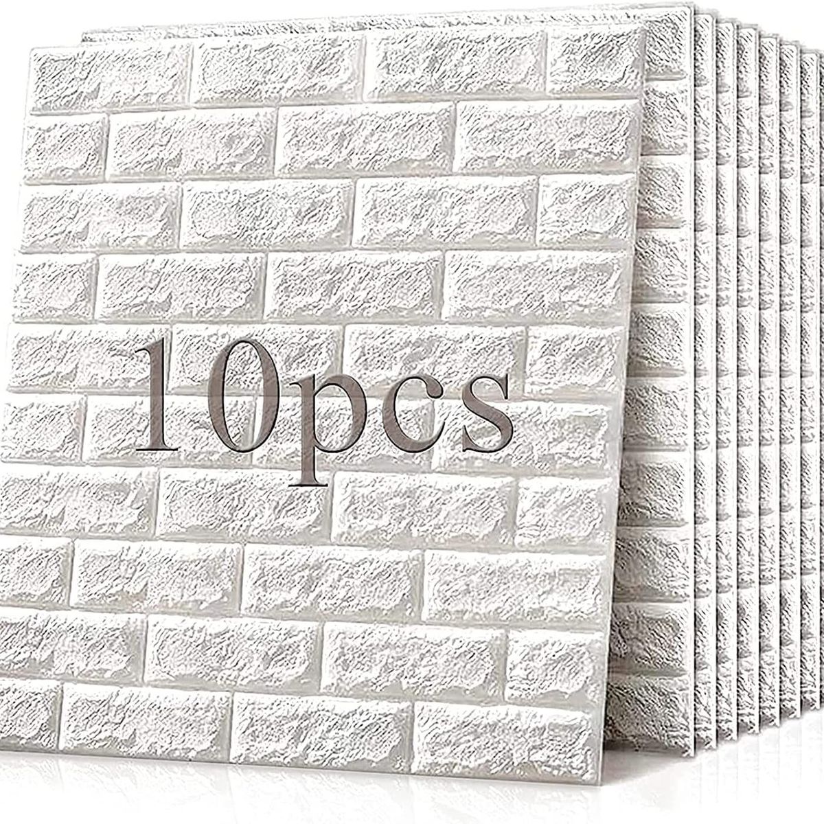 OEM - Papel Tapiz Autoadhesivo Decoración 3D Ladrillo Blanco 10 Pcs