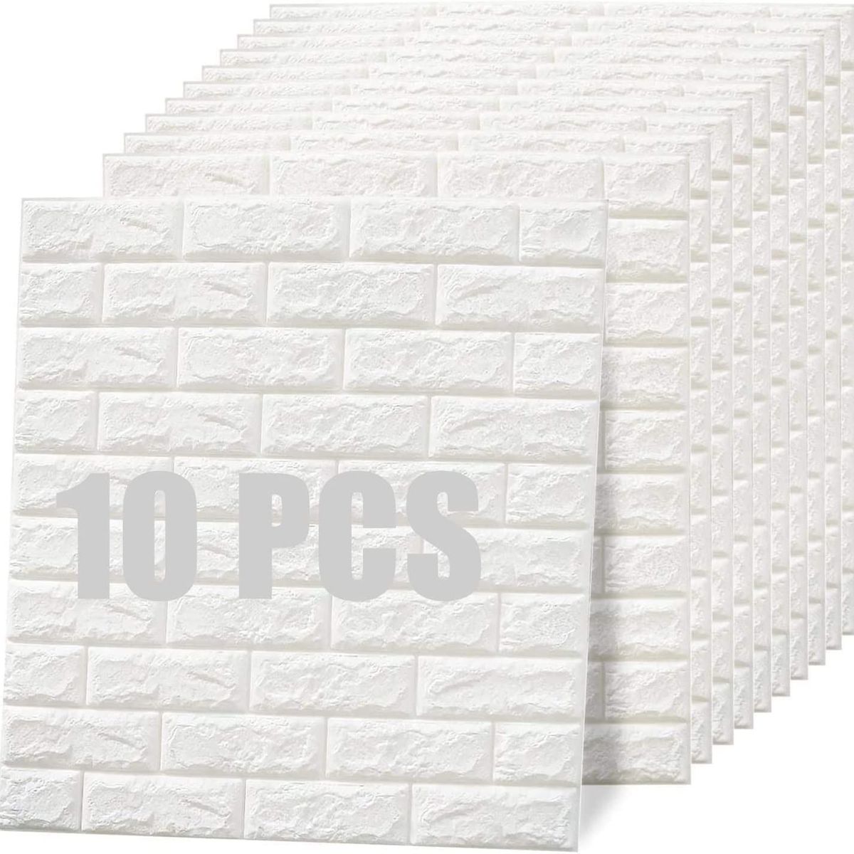 OEM - Papel Tapiz Autoadhesivo Decoración 3D Ladrillo Blanco 10 Pcs