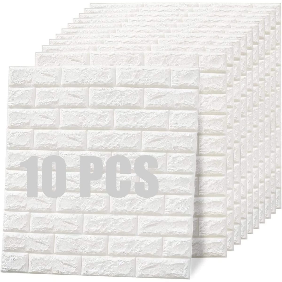 OEM - Papel Tapiz Autoadhesivo Decoración 3D Ladrillo Blanco 10 Pcs