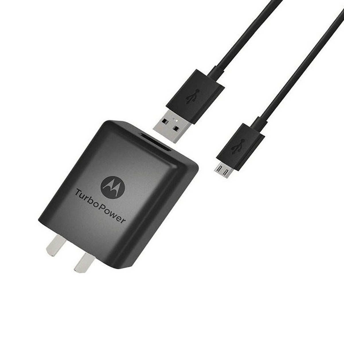 MOTOROLA - Cargador Motorola 18w Quad Core 3.0 Cable USB-V8 Negro
