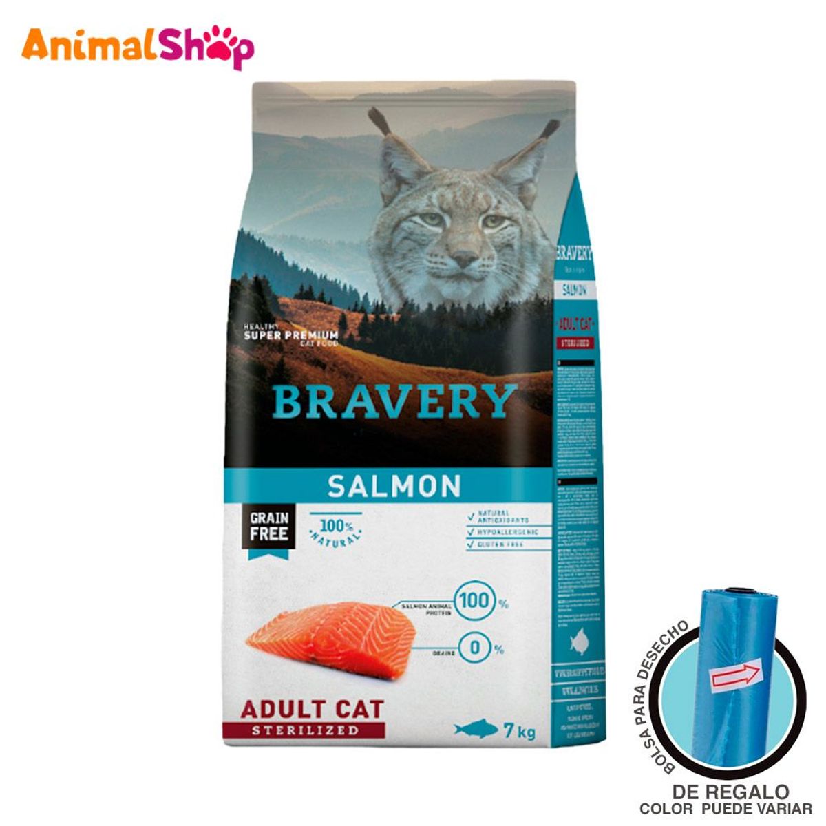 BRAVERY - Comida De Gato Adulto Esterilizado Bravery Salmón 7 Kg