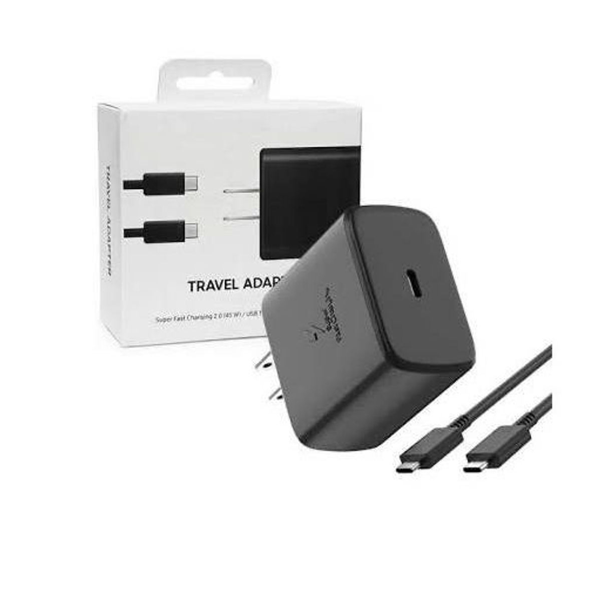 GENERICO - CARGADOR 45W USB TIPO C a C para GALAXY Carga Rápida Negro-CAJA