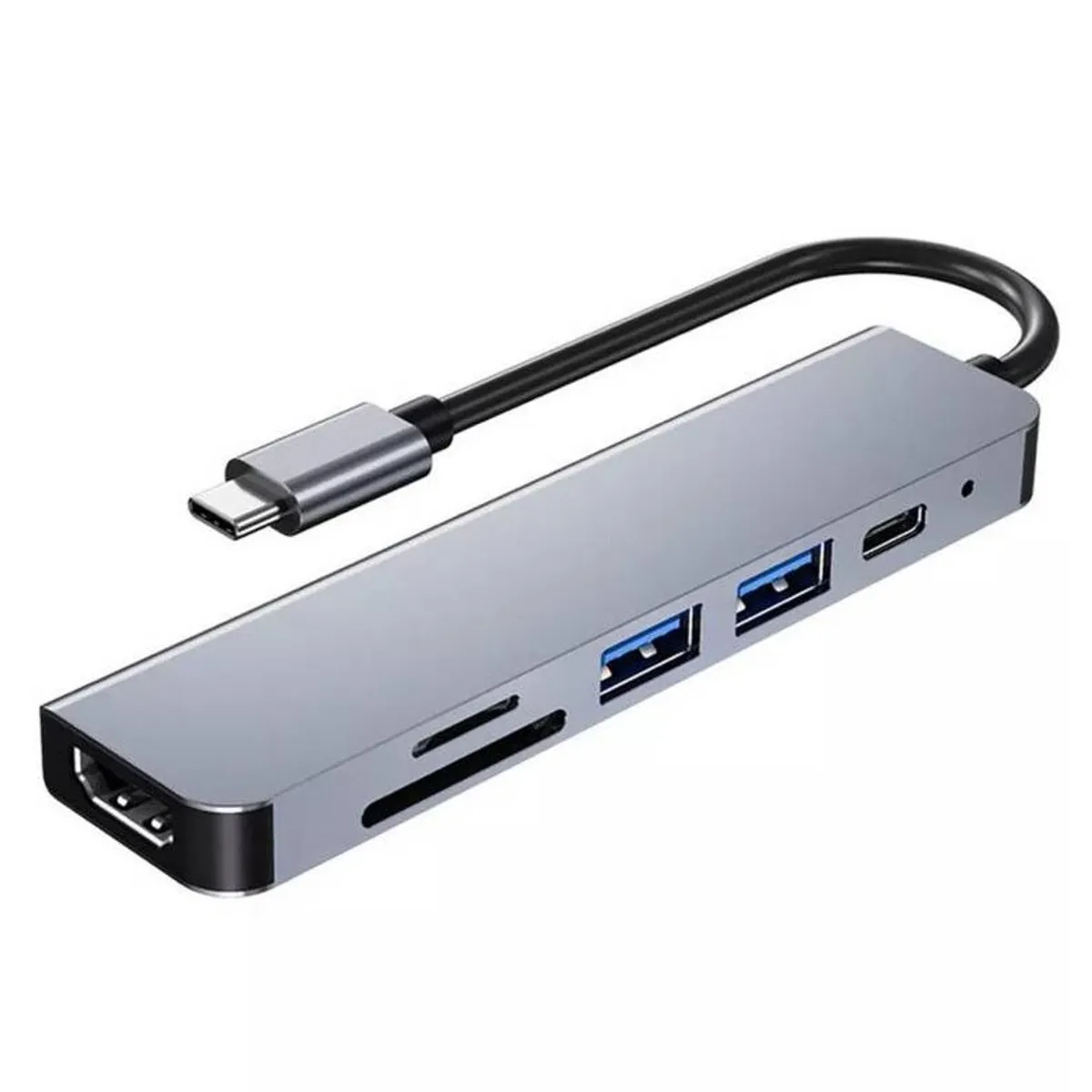 SEISA - Hub Tipo C 6en1 - Usb microSD y Hdmi - Para Macbook y Windows - Seisa