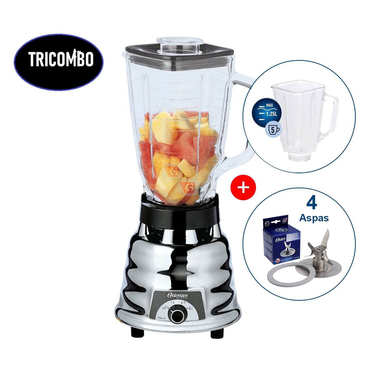 OSTER - Licuadora 250 22 Oster más Vaso de Vidrio y Cuchilla
