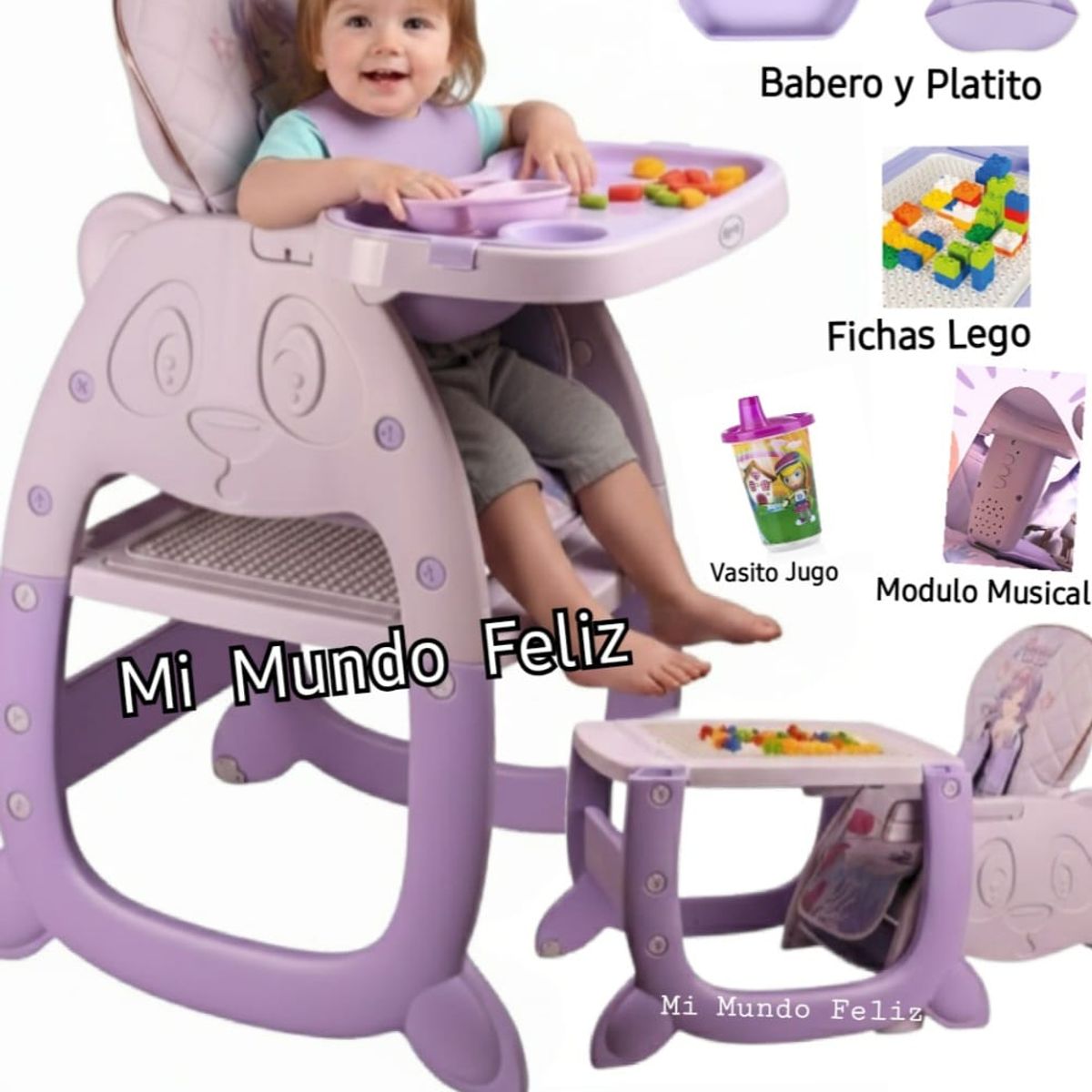 BABY - Silla de Comer para Bebe Deluxe Rabbit Purple