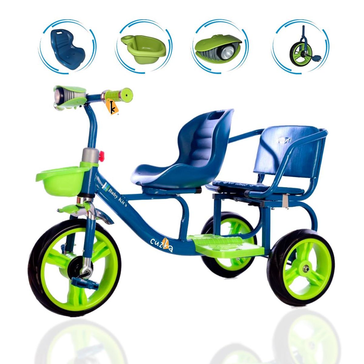 BABY KITS - Triciclo Doble Asiento BABY KITS »NEO» BLUE