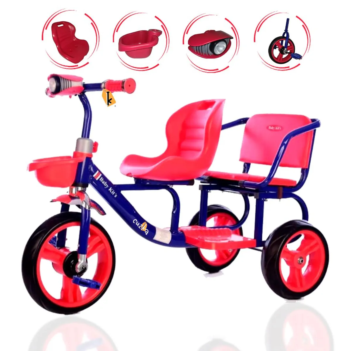 BABY KITS - Triciclo Doble Asiento BABY KITS »NEO» RED