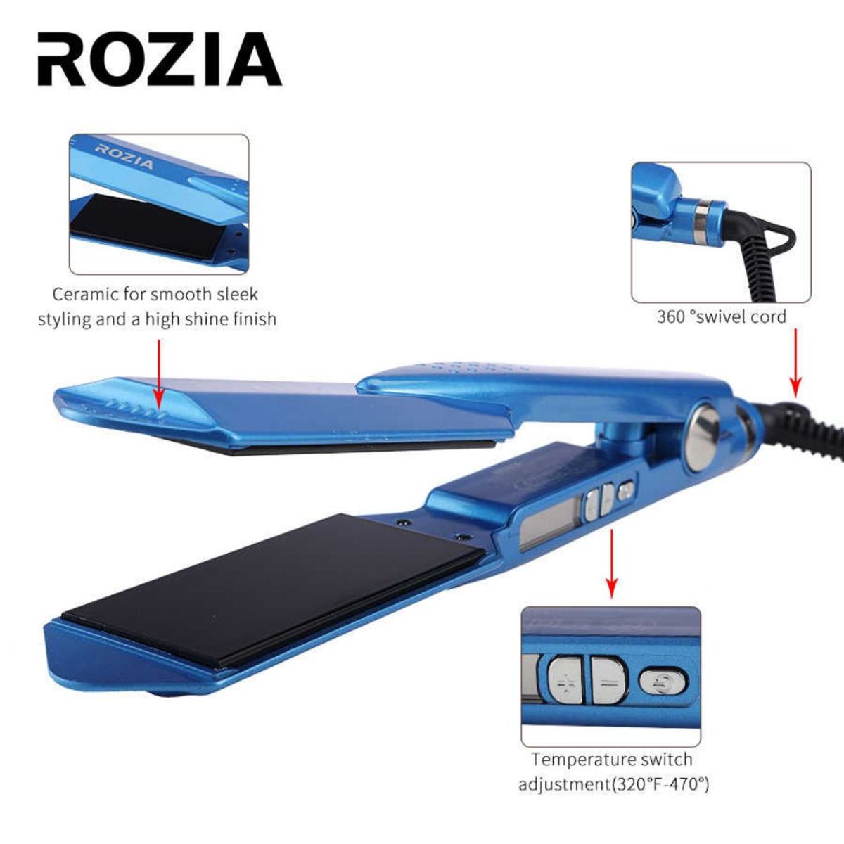 OEM - Plancha ROZIA de Cerámica Con Rápido Calentamiento 470°