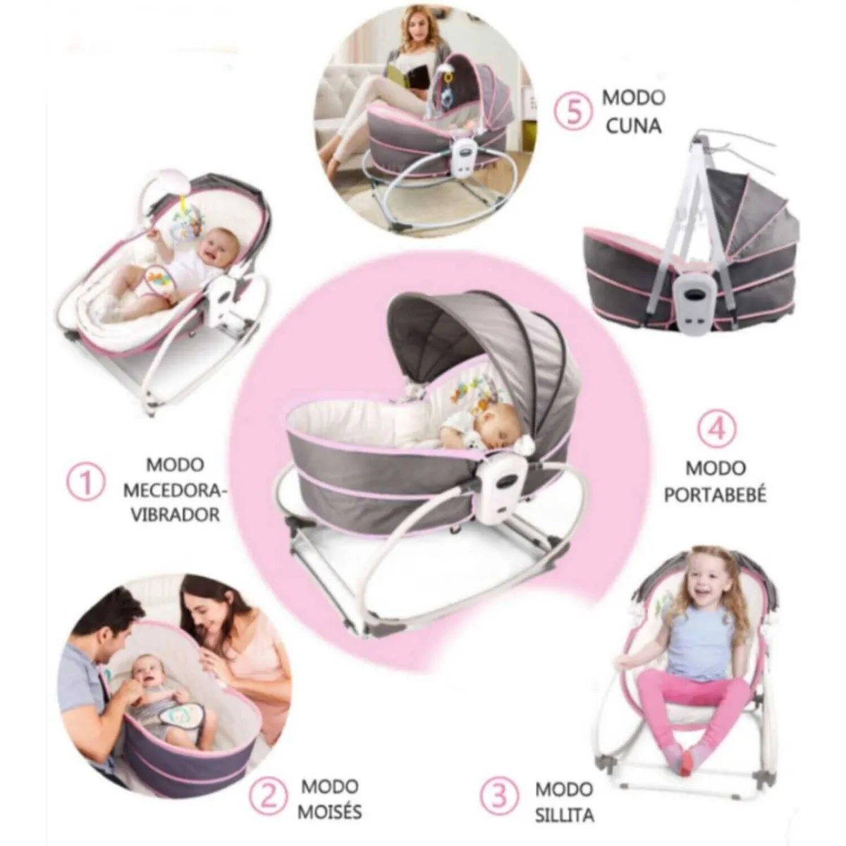 GENERICO - Silla Mecedora Musical 5 En 1 MULTIFUNCION MOISES R