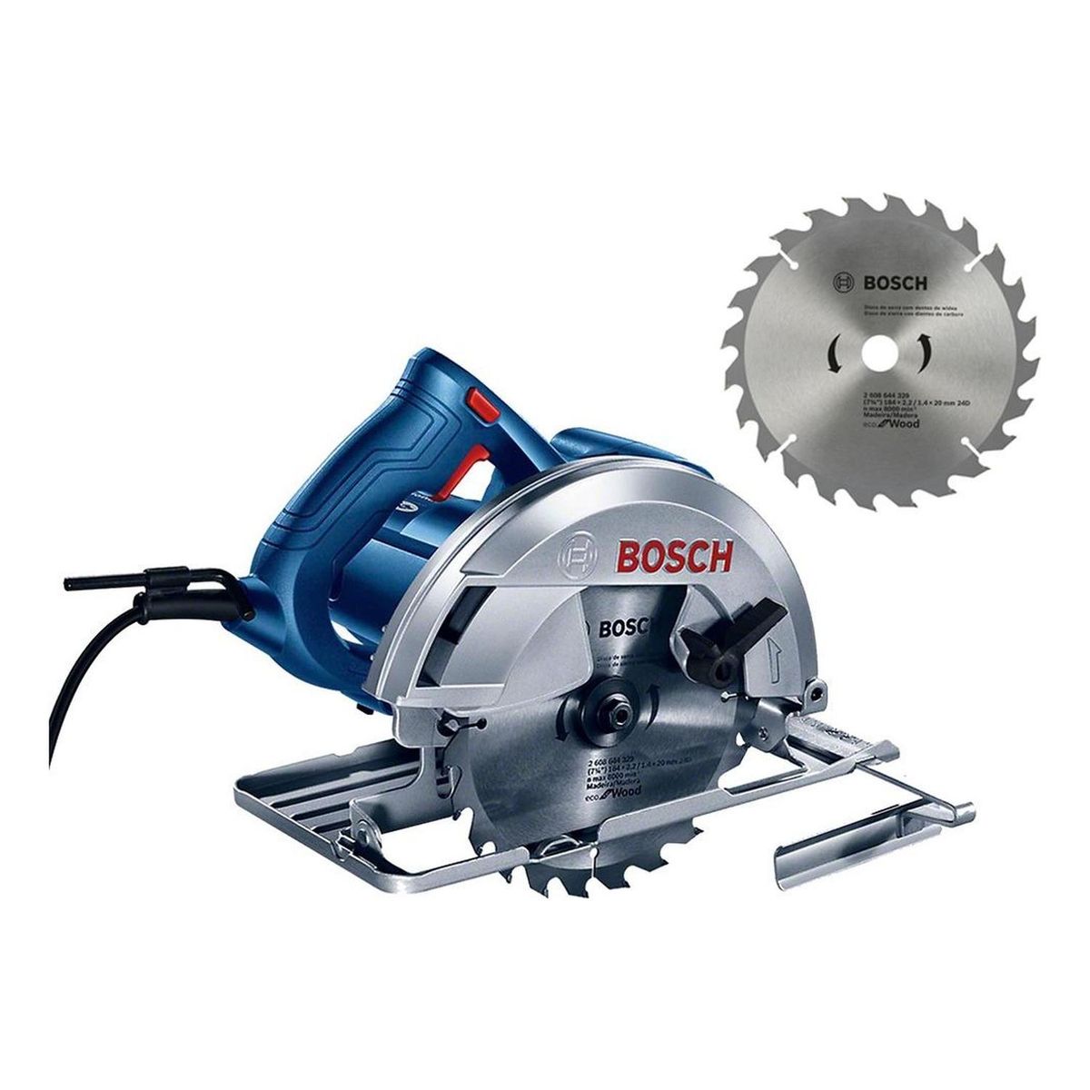BOSCH - Sierra Circular 7 1/4" (184 mm) 1500W con 2 Discos Bosch GKS 150