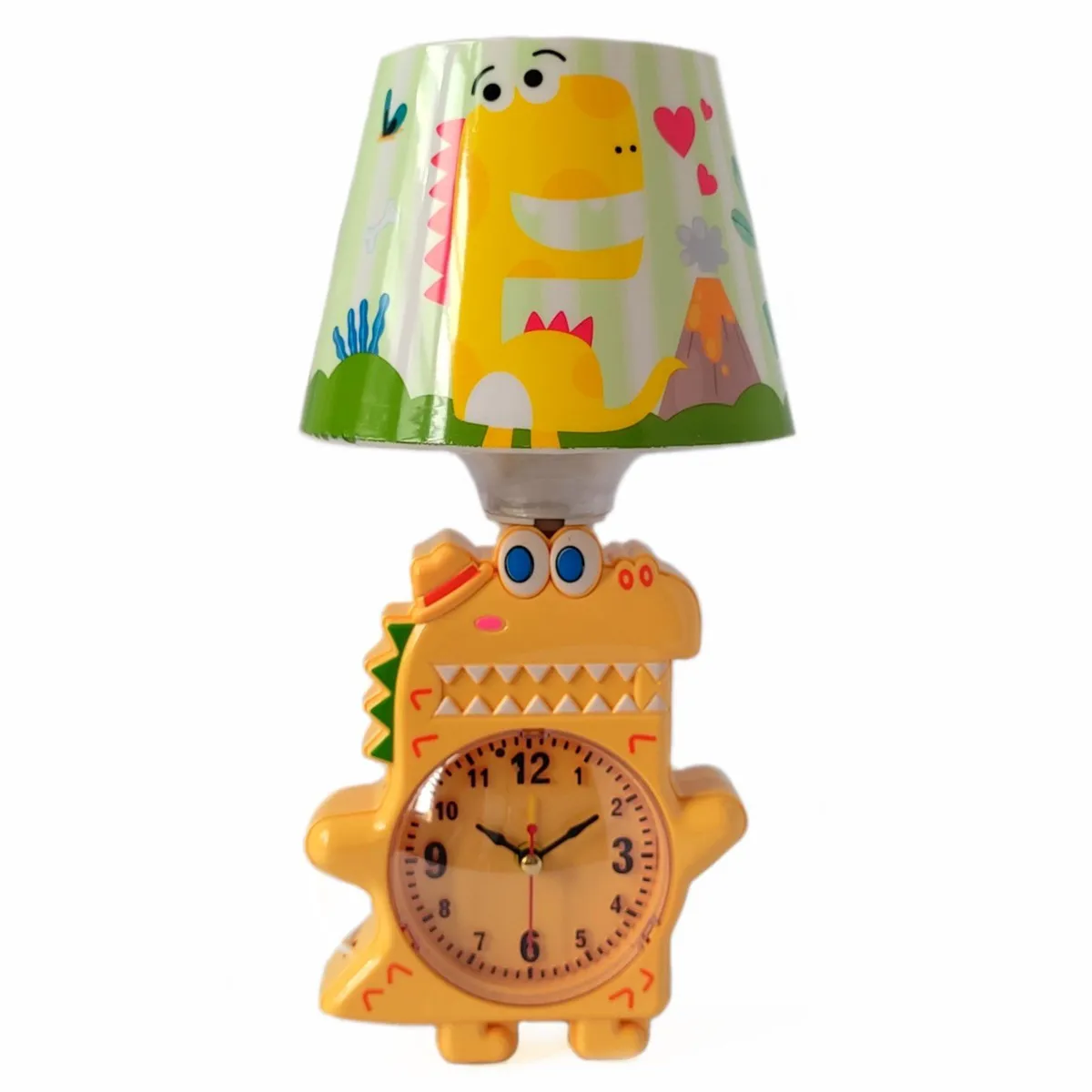 INSPIRA MARKET - Lampara reloj de mesa escritorio dinosaurio amarillo