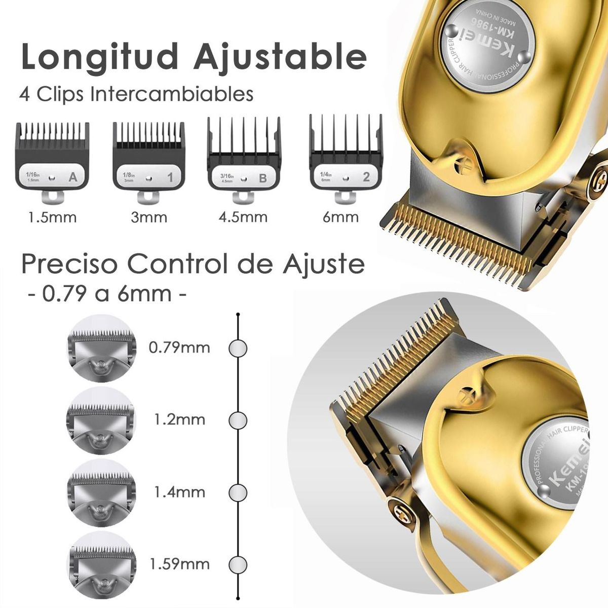 OEM - Cortadora de Cabello Inalámbrica Profesional Kemei KM-1986
