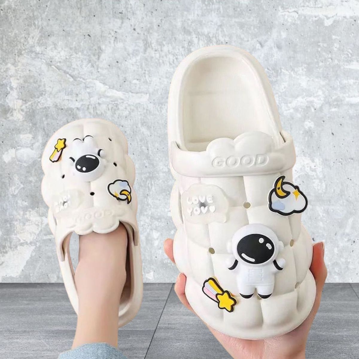 GENERICO - Sandalias tipo Crocs Astronauta Niño Niña Unisex Tallas Blanco