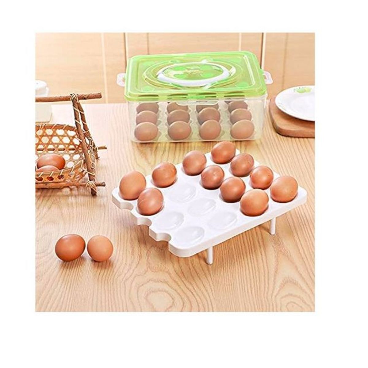 OEM - Organizador de huevos porta huevos 32 unidades apilable portatil