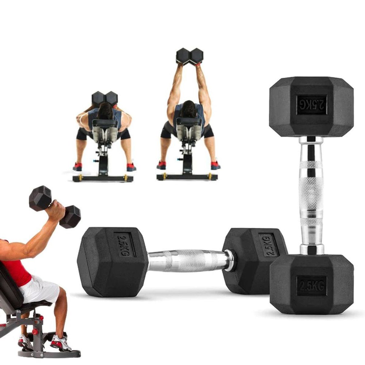 GENERICO - Mancuernas Hexagonales de 2,5 kilos - Par