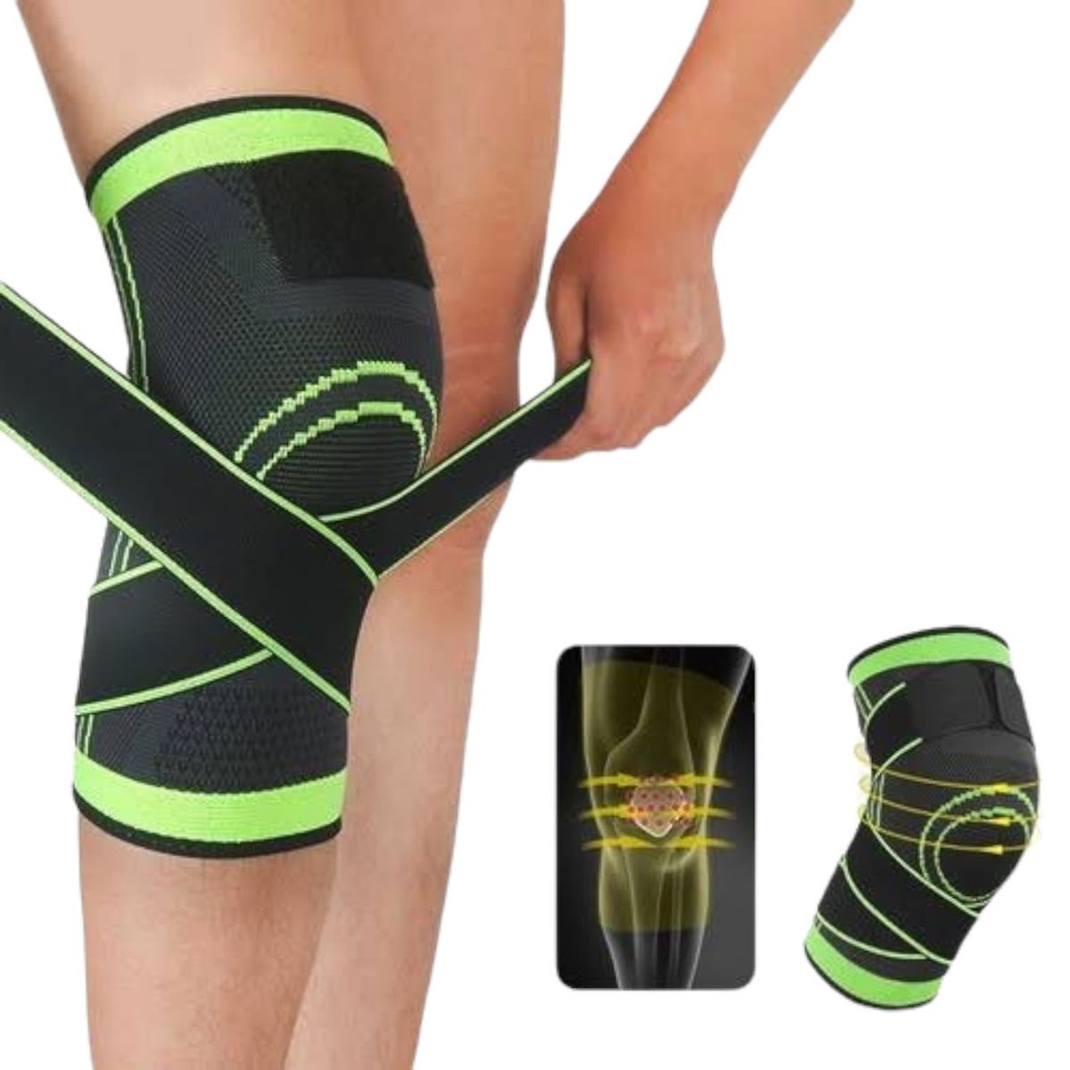 OEM - Pack 2Rodilleras Elástica Ajustable con Velcro para Deporte