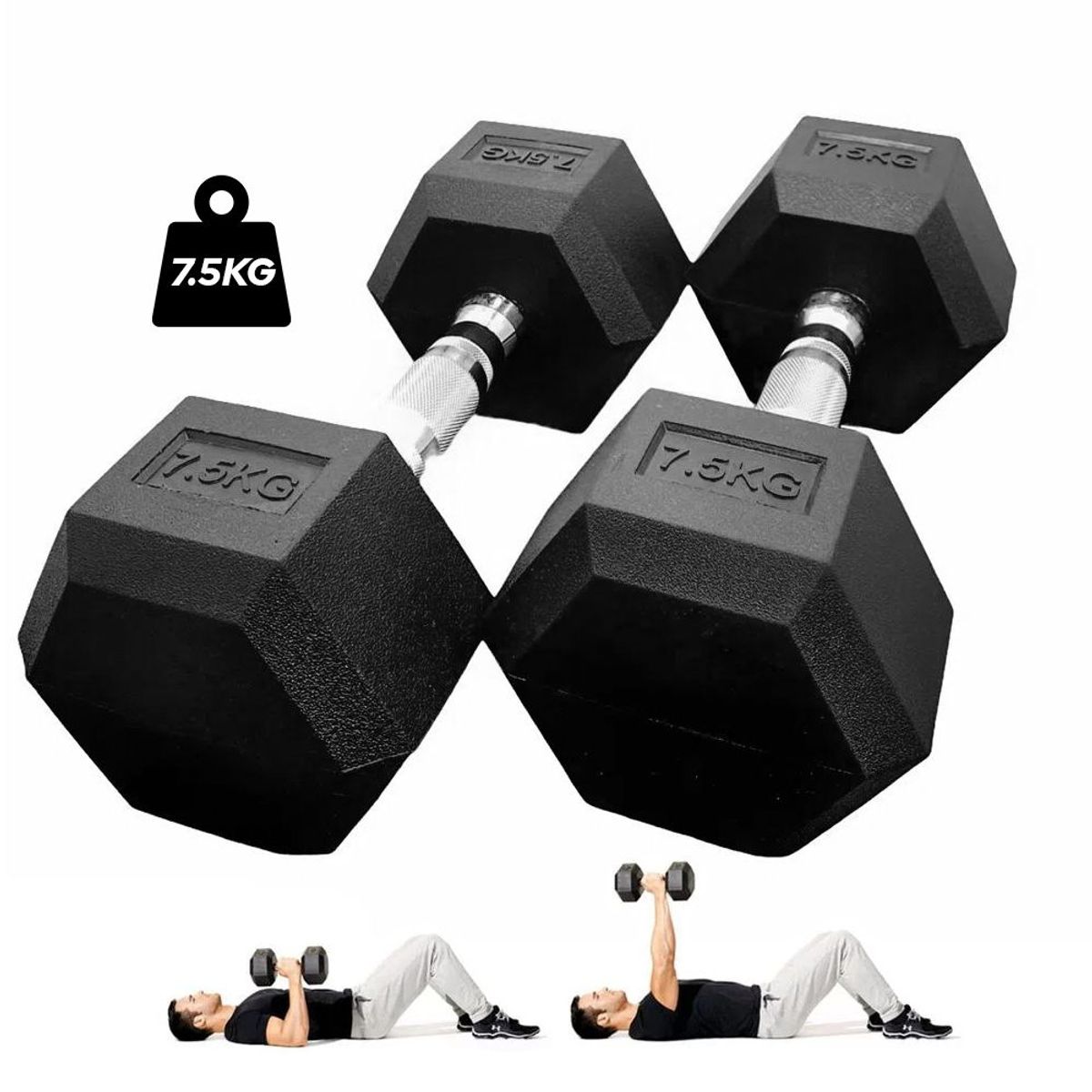 GENERICO - Mancuernas Hexagonales de 7,5 kilos - Par