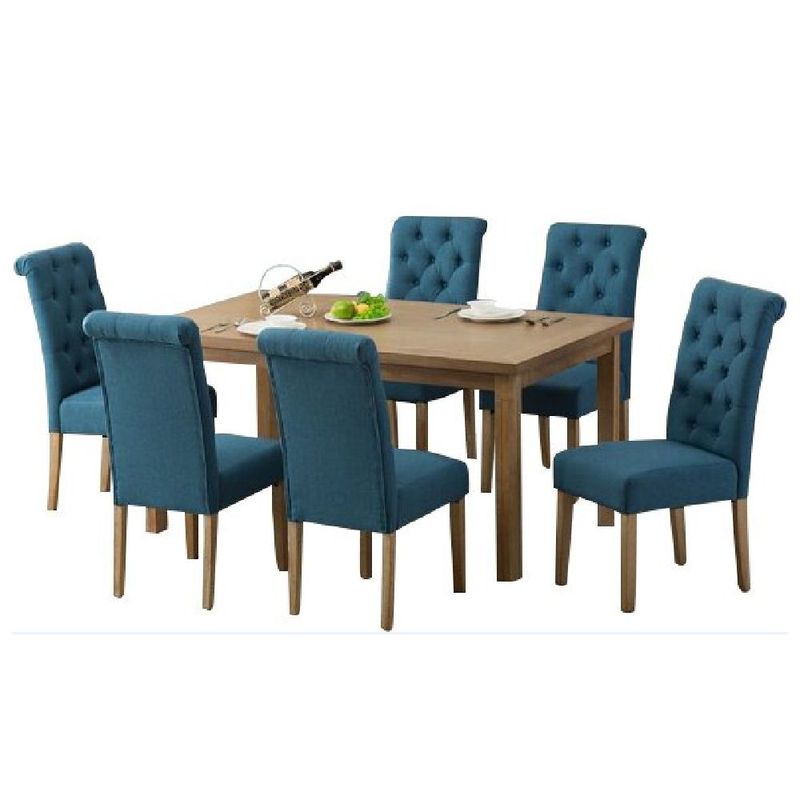 ALTO HOGAR - Juego de Comedor 6 Sillas Veronikka Azul Madera Tornillo
