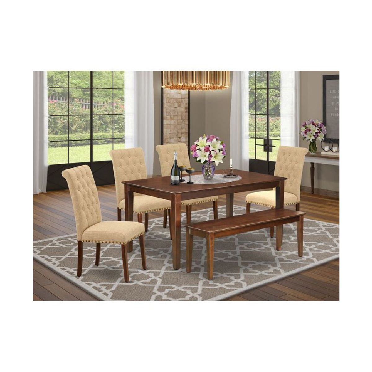 ALTO HOGAR - Juego de Comedor 6 Sillas Classy Beige Madera Tornillo