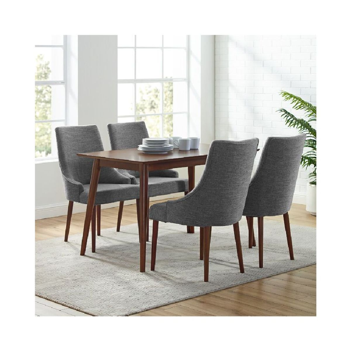 ALTO HOGAR - Juego de Comedor 4 Sillas Julia Gris Madera Tornillo