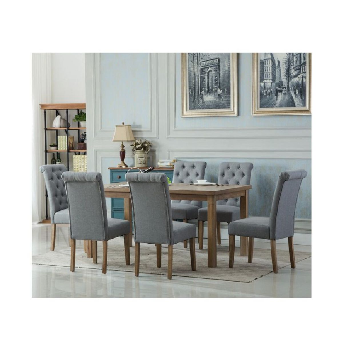 ALTO HOGAR - Juego de Comedor 6 Sillas Veronikka Gris Madera Tornillo