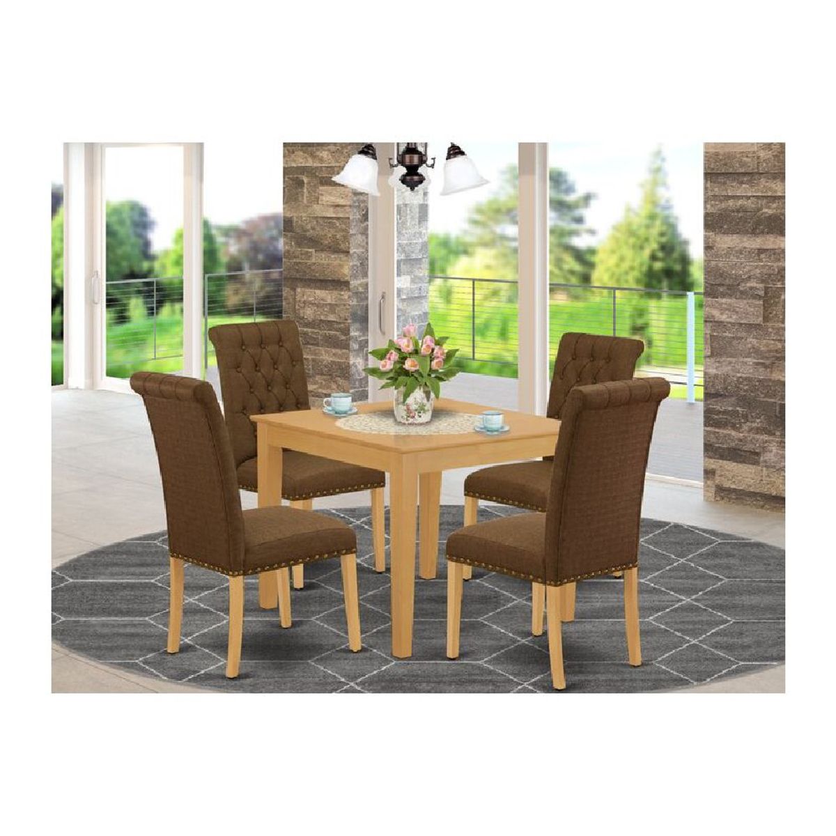 ALTO HOGAR - Juego de Comedor 4 Sillas Bright Marrón Madera Tornillo