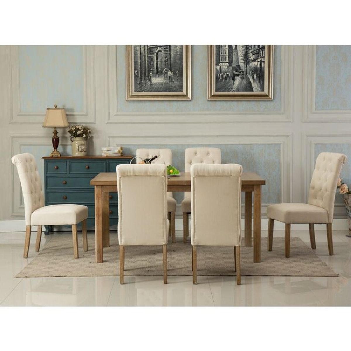 ALTO HOGAR - Juego De Comedor Alto Hogar Veronikka 6 Sillas Beige