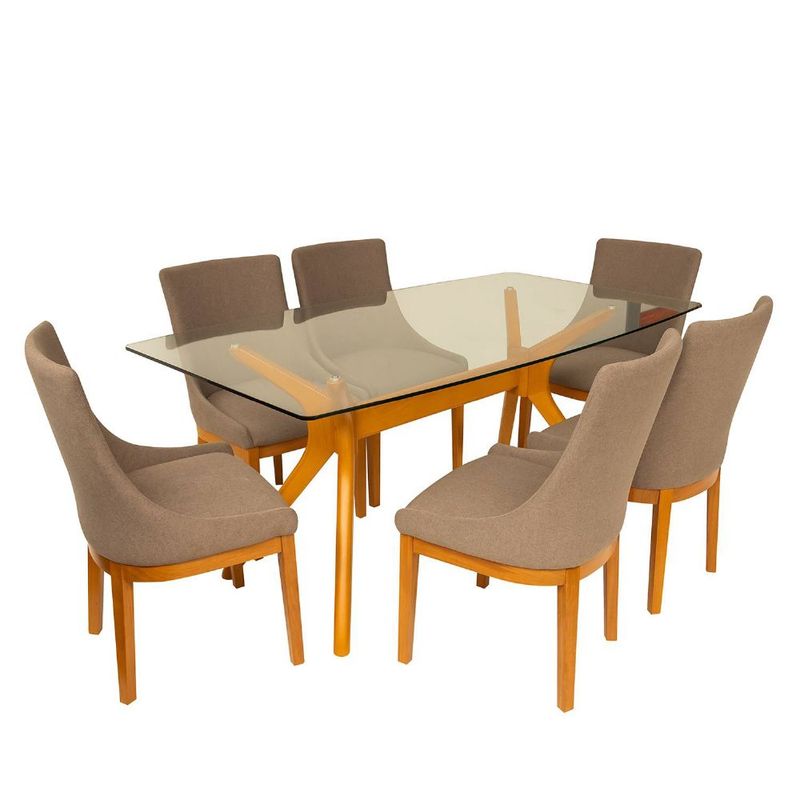 ALTO HOGAR - Juego de Comedor 6 Sillas Varsovia Gris Madera Tornillo