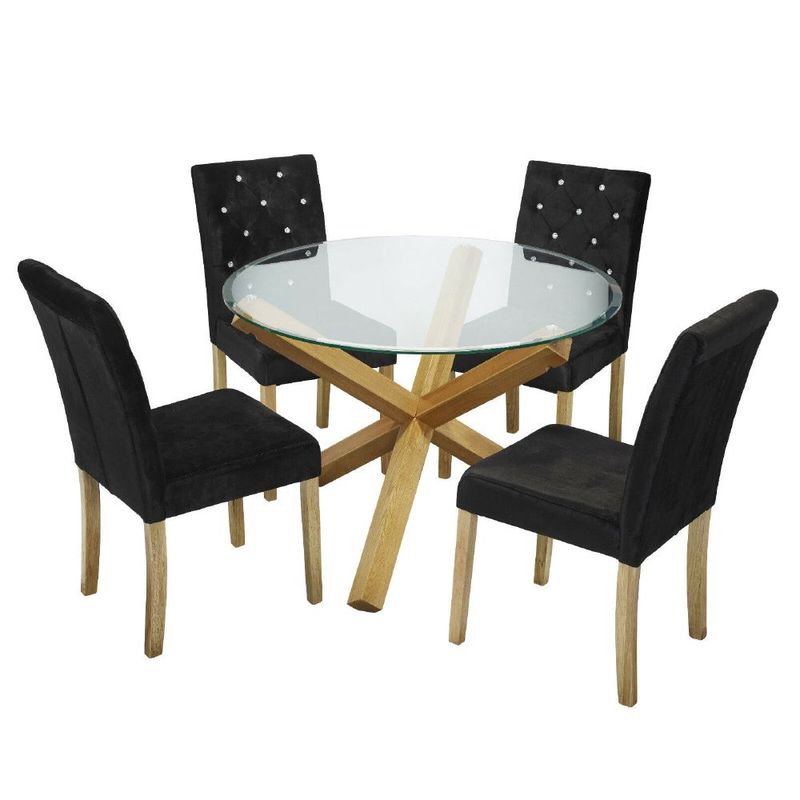 ALTO HOGAR - Juego de Comedor 4 Sillas Xoana Negro Madera Tornillo