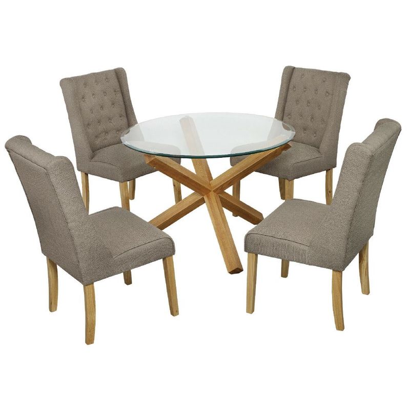 ALTO HOGAR - Juego de Comedor 4 Sillas Emerald Gris Madera Tornillo
