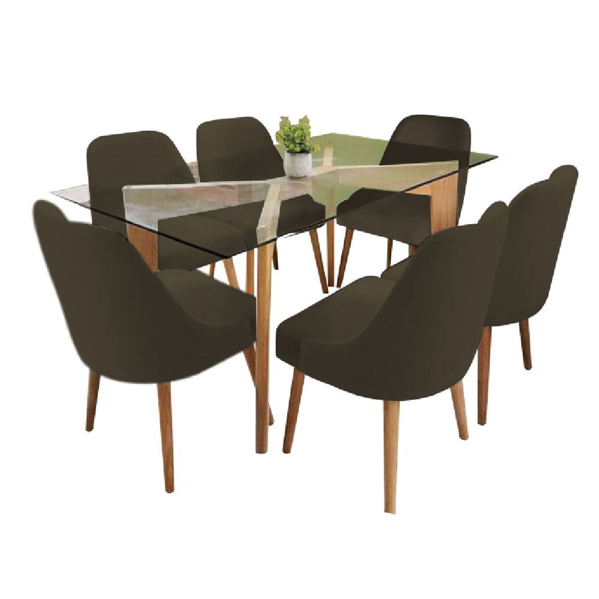 ALTO HOGAR - Juego de Comedor 6 Sillas Jacy Marrón Madera Tornillo