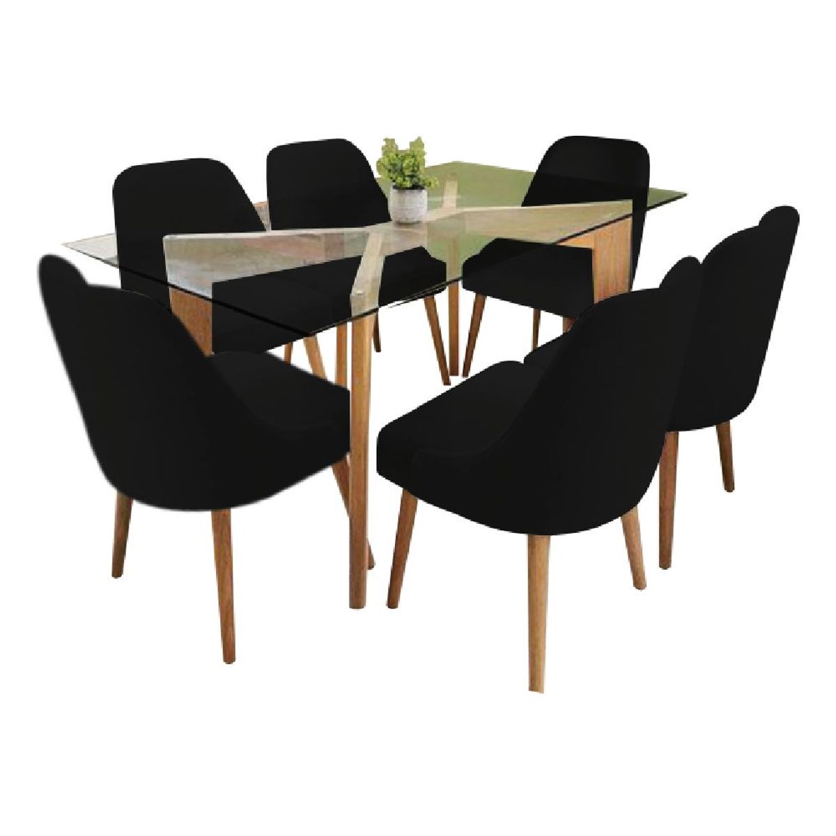 ALTO HOGAR - Juego de Comedor 6 Sillas Jacy Negro Madera Tornillo