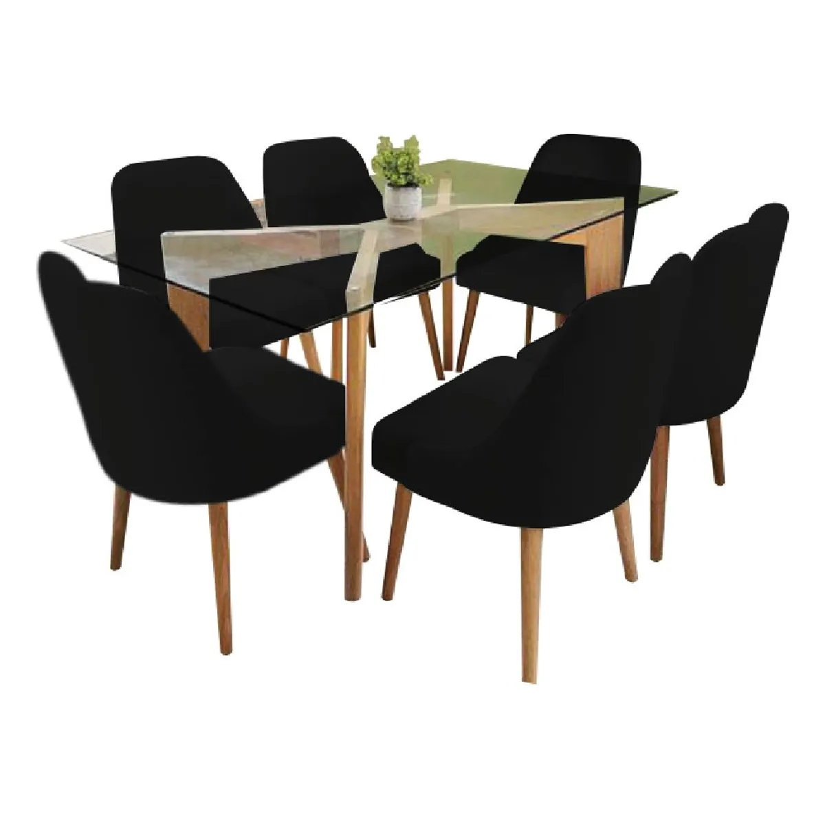 ALTO HOGAR - Juego de Comedor 6 Sillas Jacy Negro Madera Tornillo