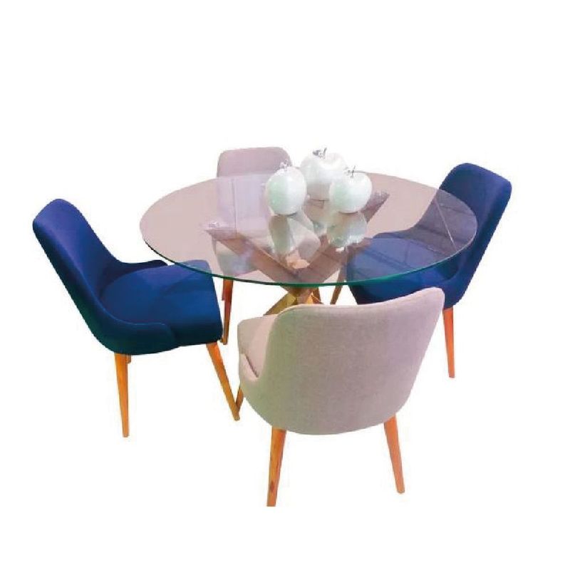 ALTO HOGAR - Juego de Comedor 4 Sillas Ysel Azul y Gris Madera Tornillo