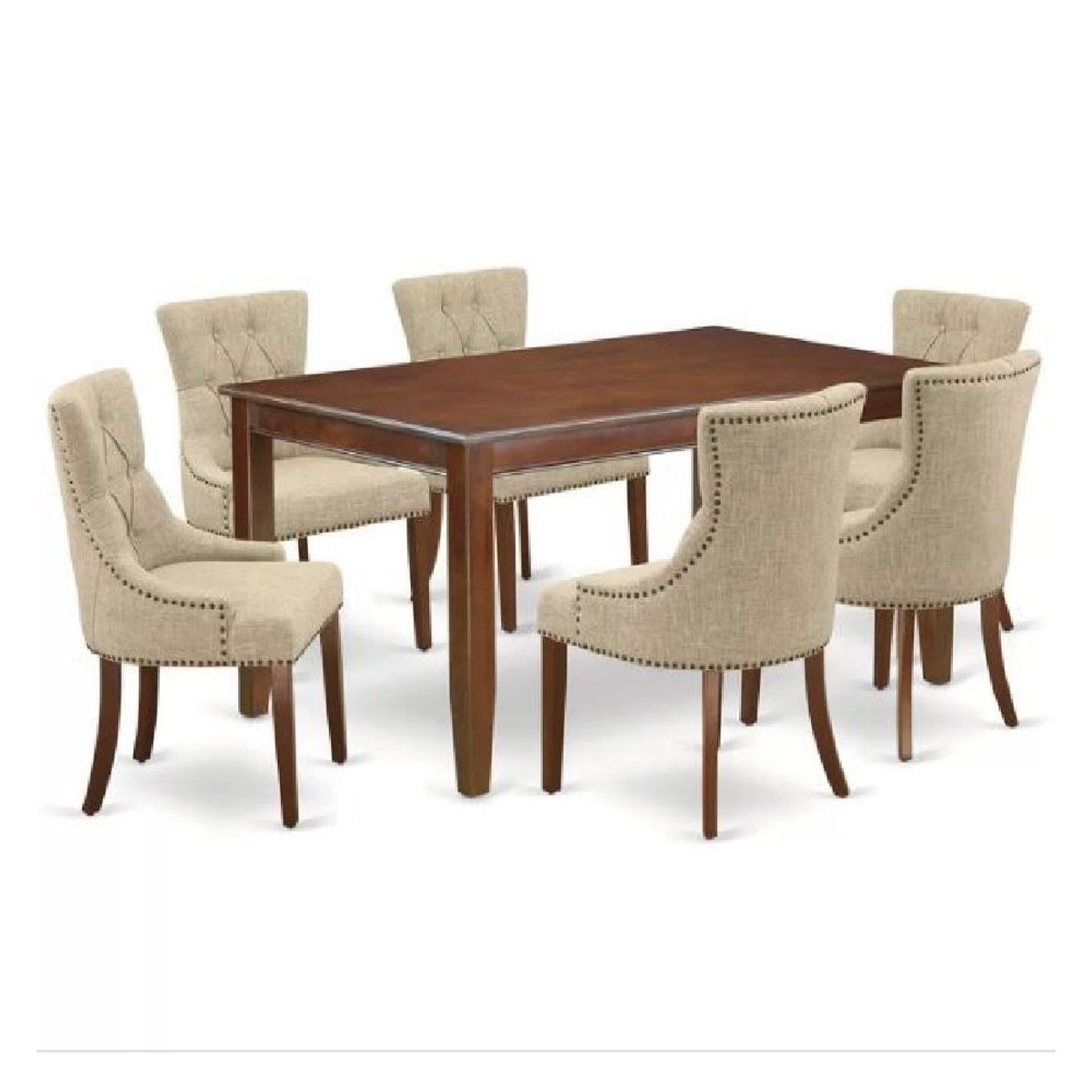 ALTO HOGAR - Juego de Comedor 6 Sillas Olive Beige Madera Tornillo