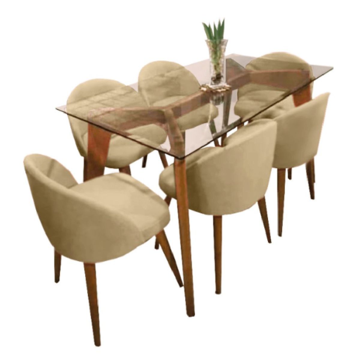ALTO HOGAR - Juego de Comedor 6 Sillas Maya Beige Madera Tornillo