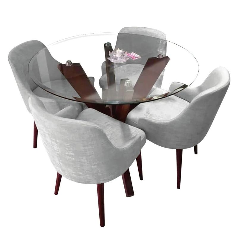 ALTO HOGAR - Juego de Comedor 4 Sillas Yenlu Gris Claro Madera Tornillo