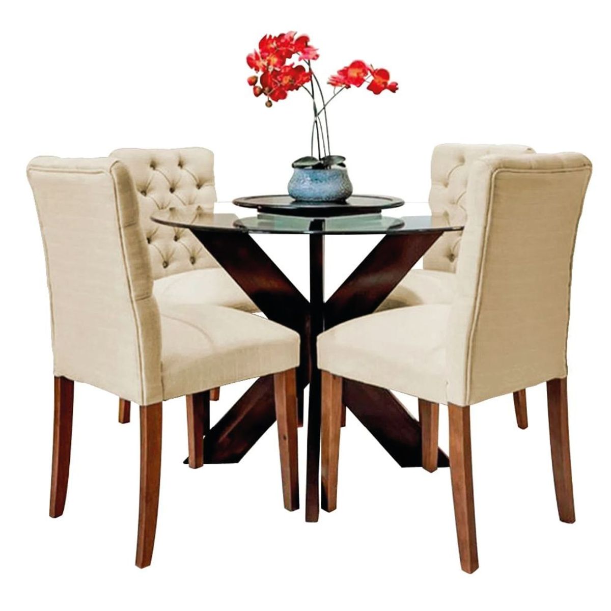 ALTO HOGAR - Juego de Comedor 4 Sillas Zoe Beige Madera Tornillo