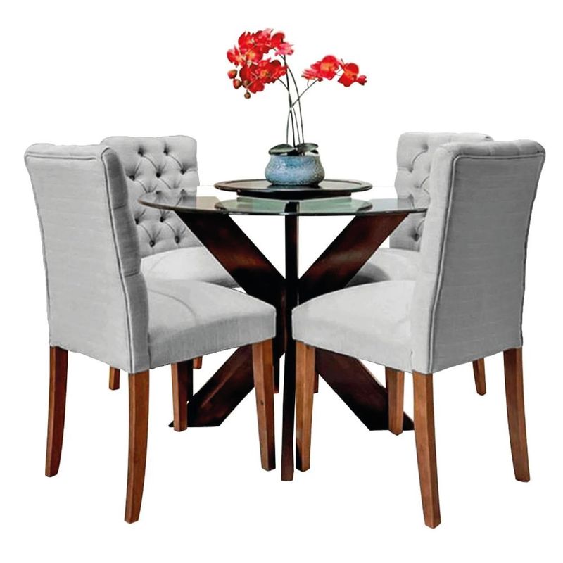 ALTO HOGAR - Juego de Comedor 4 Sillas Zoe Gris Claro Madera Tornillo