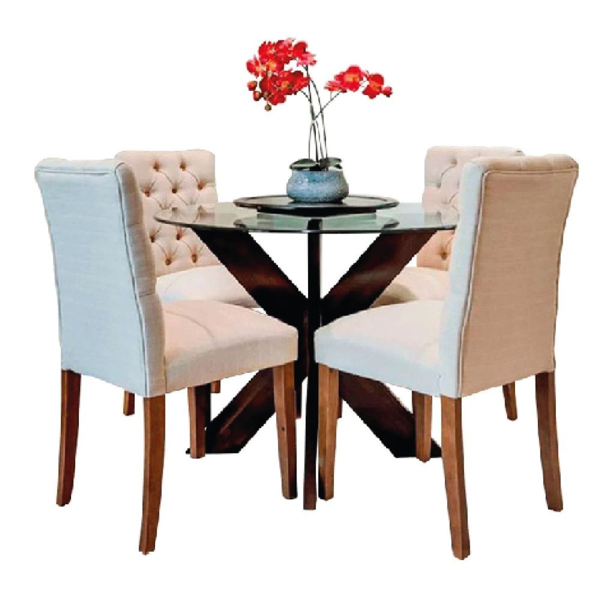 ALTO HOGAR - Juego de Comedor 4 Sillas Zoe Crema