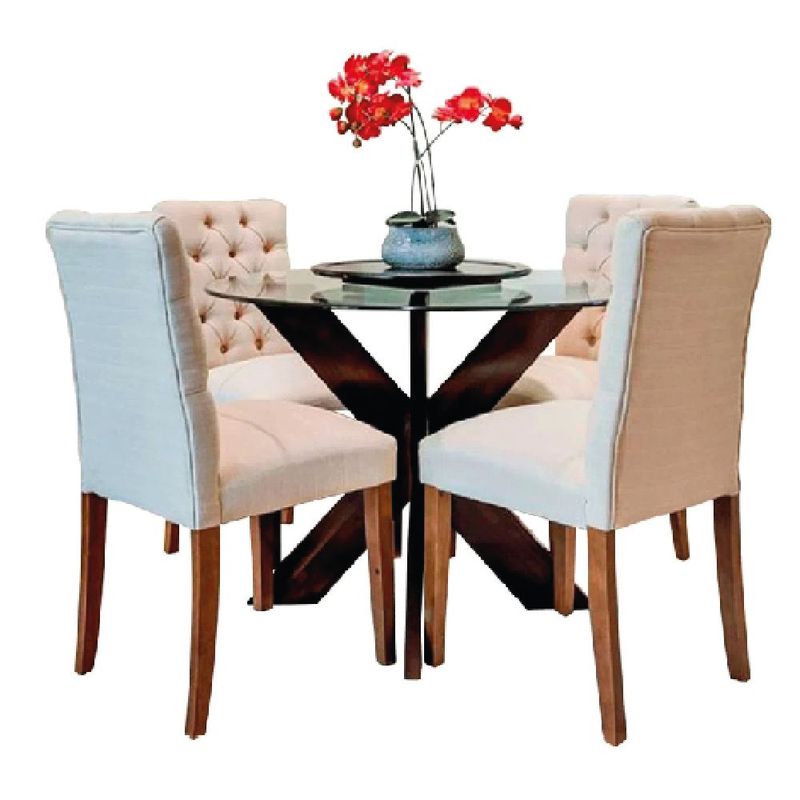 ALTO HOGAR - Juego de Comedor 4 Sillas Zoe Crema