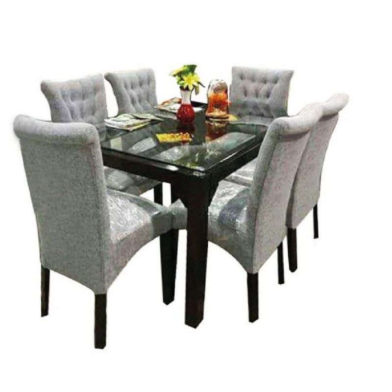 ALTO HOGAR - Juego de Comedor 6 Sillas Maryan Gris Claro Madera Tornillo