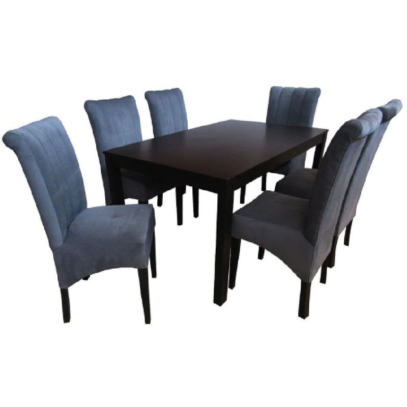 ALTO HOGAR - Juego de Comedor 6 Sillas Silvana Gris Oscuro Madera Tornillo
