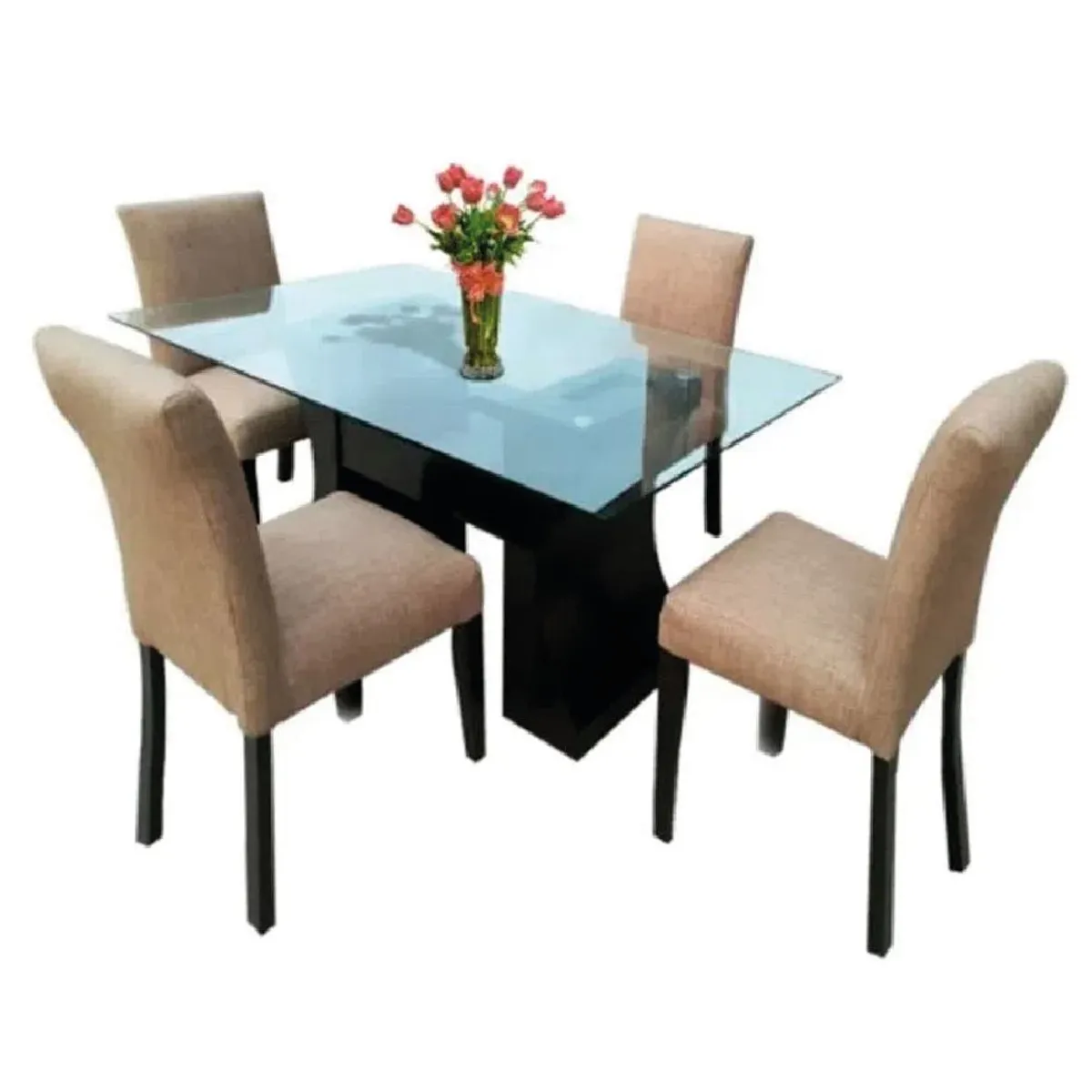ALTO HOGAR - Juego de Comedor 4 Sillas Germain Beige Madera Tornillo