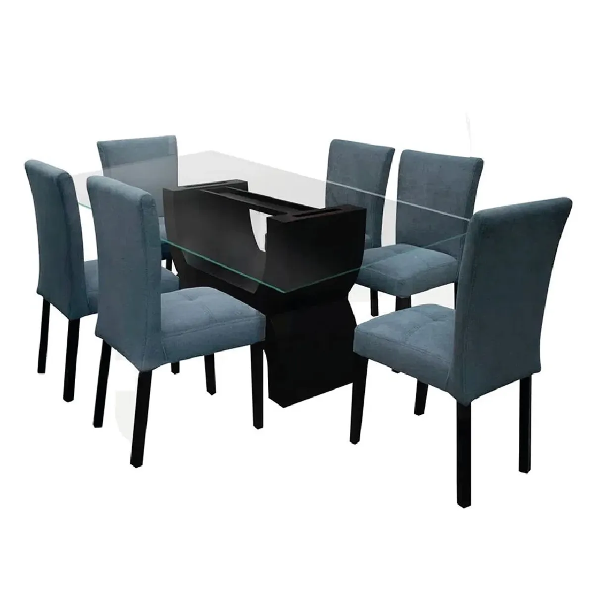 ALTO HOGAR - Juego de Comedor 6 Sillas Soley Gris Oscuro Madera Tornillo