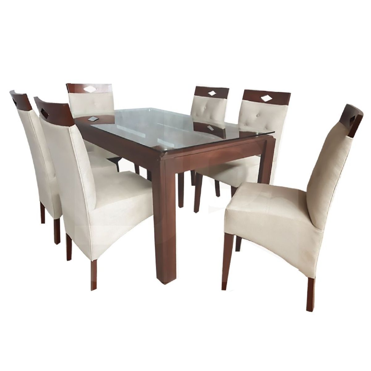 ALTO HOGAR - Juego de Comedor 6 Sillas Condesa Beige Madera Tornillo
