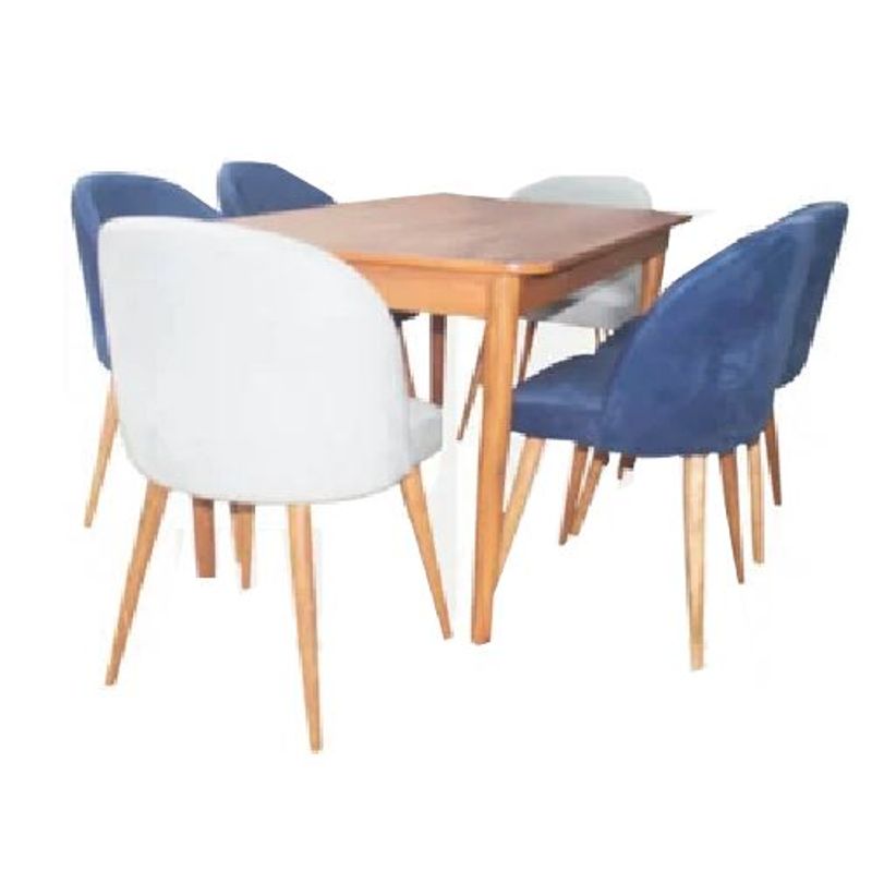 ALTO HOGAR - Juego de Comedor 6 Sillas Alana Gris y Azul Madera Tornillo