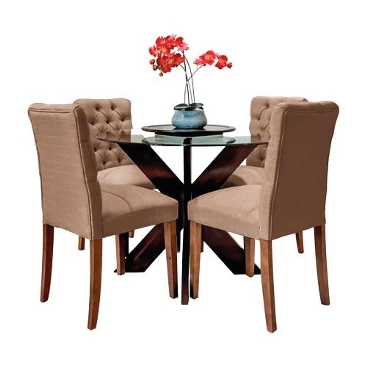 ALTO HOGAR - Juego de Comedor 4 Sillas Gaela Marrón Madera Tornillo